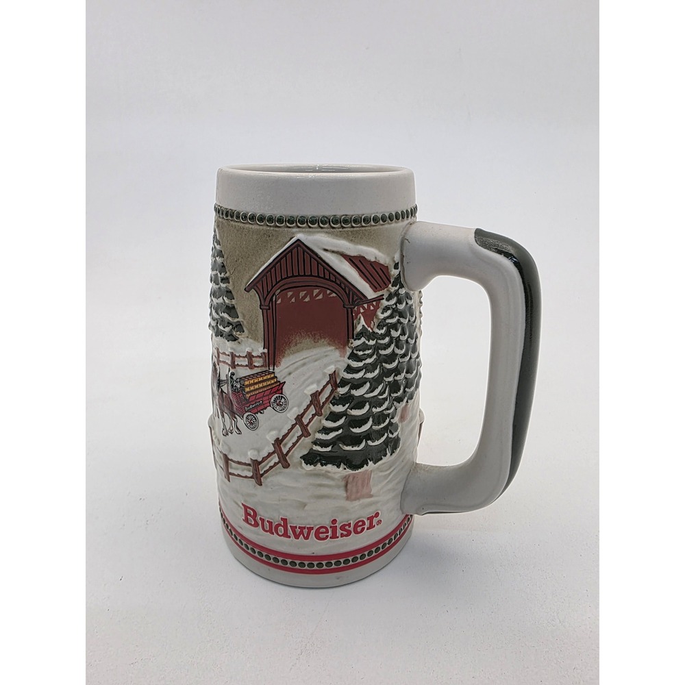 Budweiser Holiday Stein Clydesdales Winter Scene Ceramic Beer Mug - Picture 3 of 3